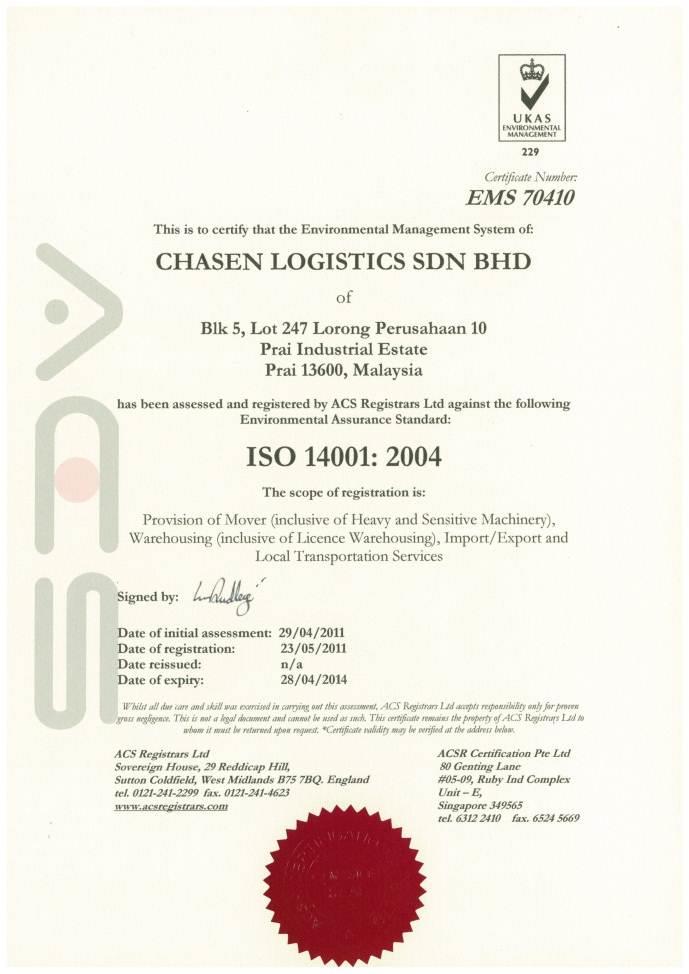 Chasen Logistics Sdn Bhd